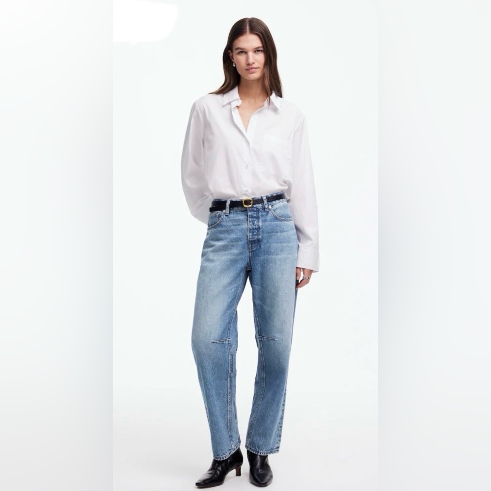NWT Madewell Darted Barrel-Leg Jeans in Dobbins Wash, Size 26 Tall
